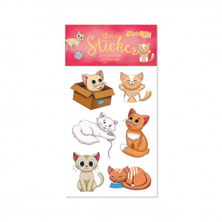 TapirElla Glitter-Sticker niedliche Katzen