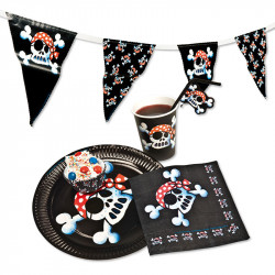Party-Becher Piratenflagge Jolly Roger 8-teilig