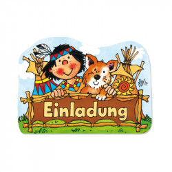 Stanzkarte Einladungs-Set Indianer Yanuk