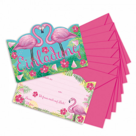 TapirElla Stanzkarte Einladungs-Set, Pink Flamingo
