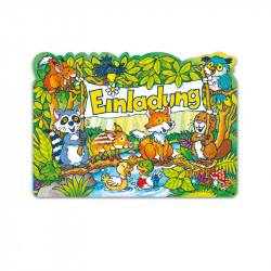 Stanzkarte Einladungs-Set Waldtiere