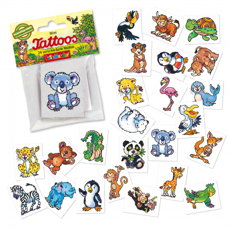 Mini-Tattoo-Set Zootiere, 24-tlg.