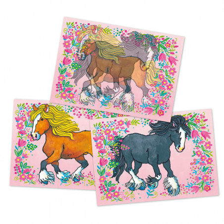 Wackelbild-Postkarte Pferde