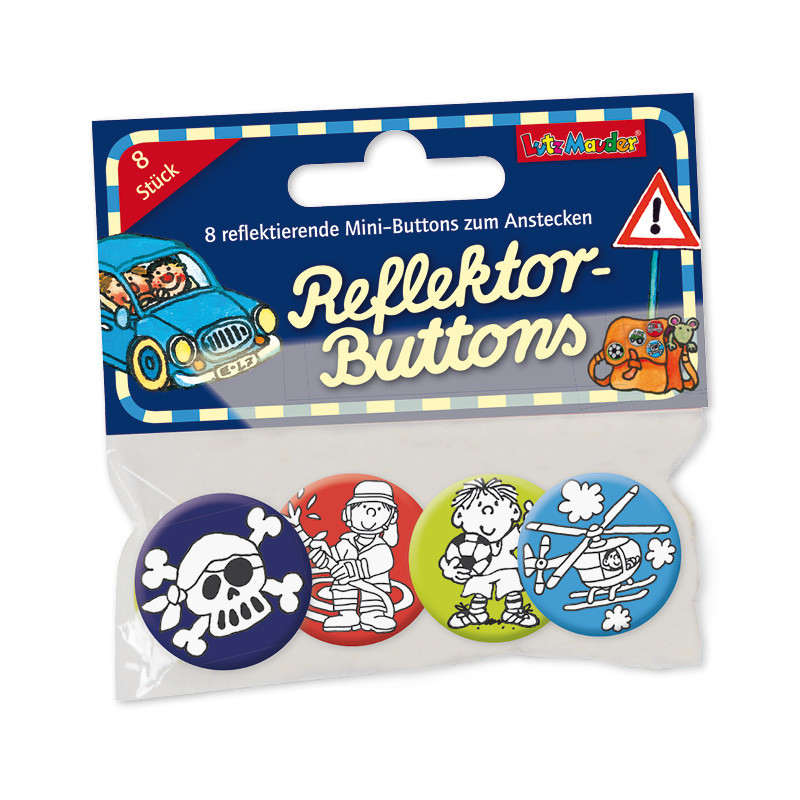 Mini-Reflektor-Button-Set Jungen 1, 4-tlg.