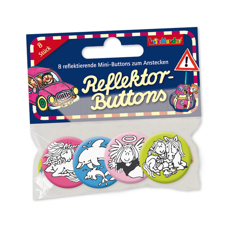 Mini-Reflektor-Button-Set Mädchen 1, 4-tlg.