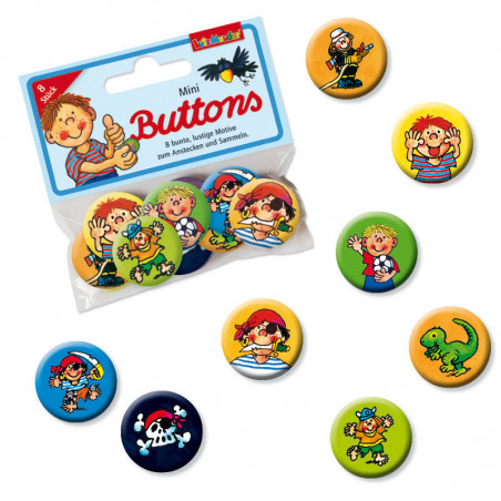 Mini-Button-Set Jungen, 8 tlg.