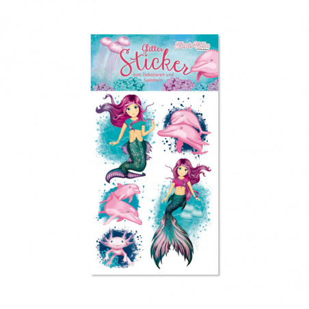 TapirElla Glitter-Sticker, Meerjungfrau Coralie