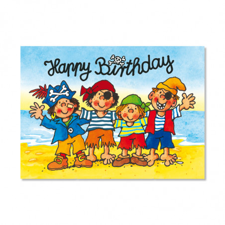 Fensterbild-Postkarte Pit Planke, Happy Birthday
