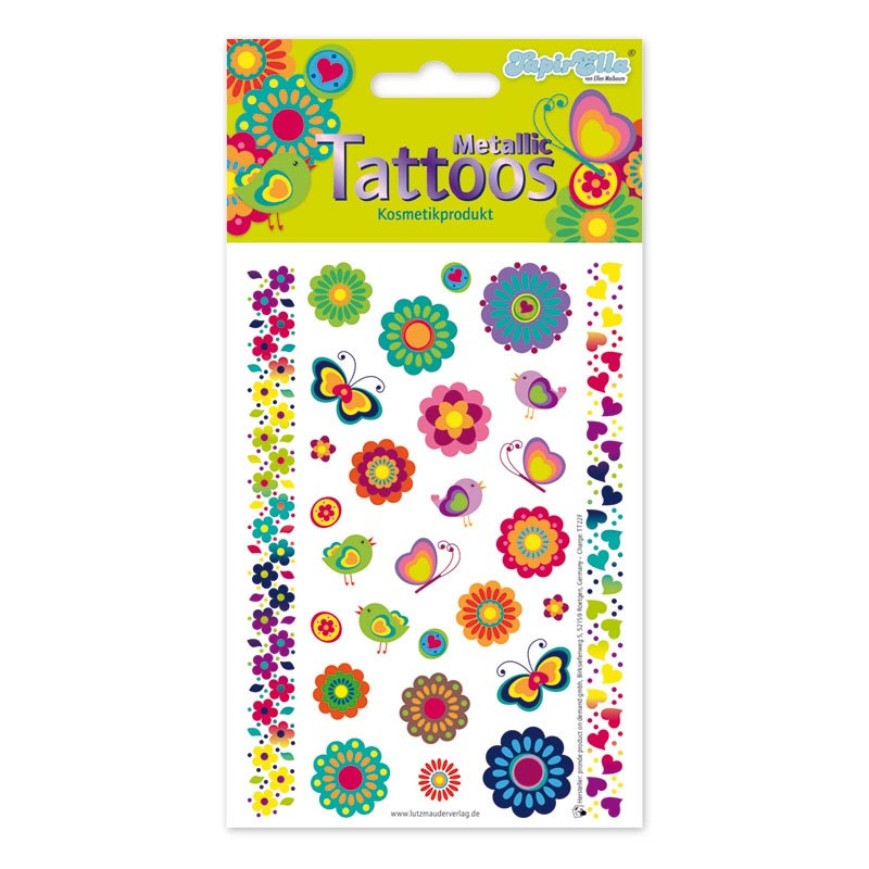 TapirElla Metallic Tattoo A6, Retro-Blumen