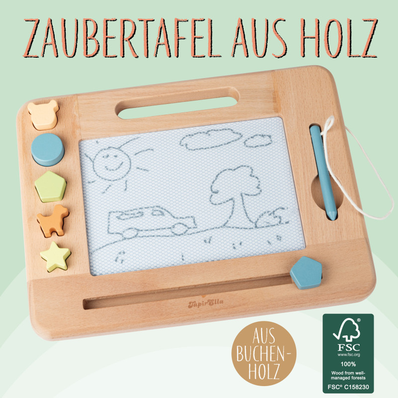 TapirElla Zaubermaltafel aus Holz Blau