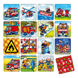 Mini-Memo Spiel Feuerwehr im Jutebeutel