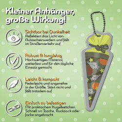 TapirElla Reflektoranhänger, Schultüte Grün