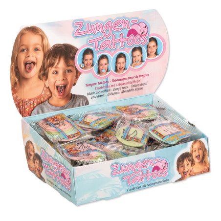Zungentattoo-Display 60 Btl. zu 10 Zungentattoos
