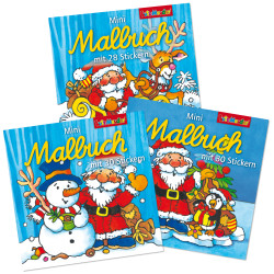 Mini-Malbücher mit Stickern im Display, Weihnachten